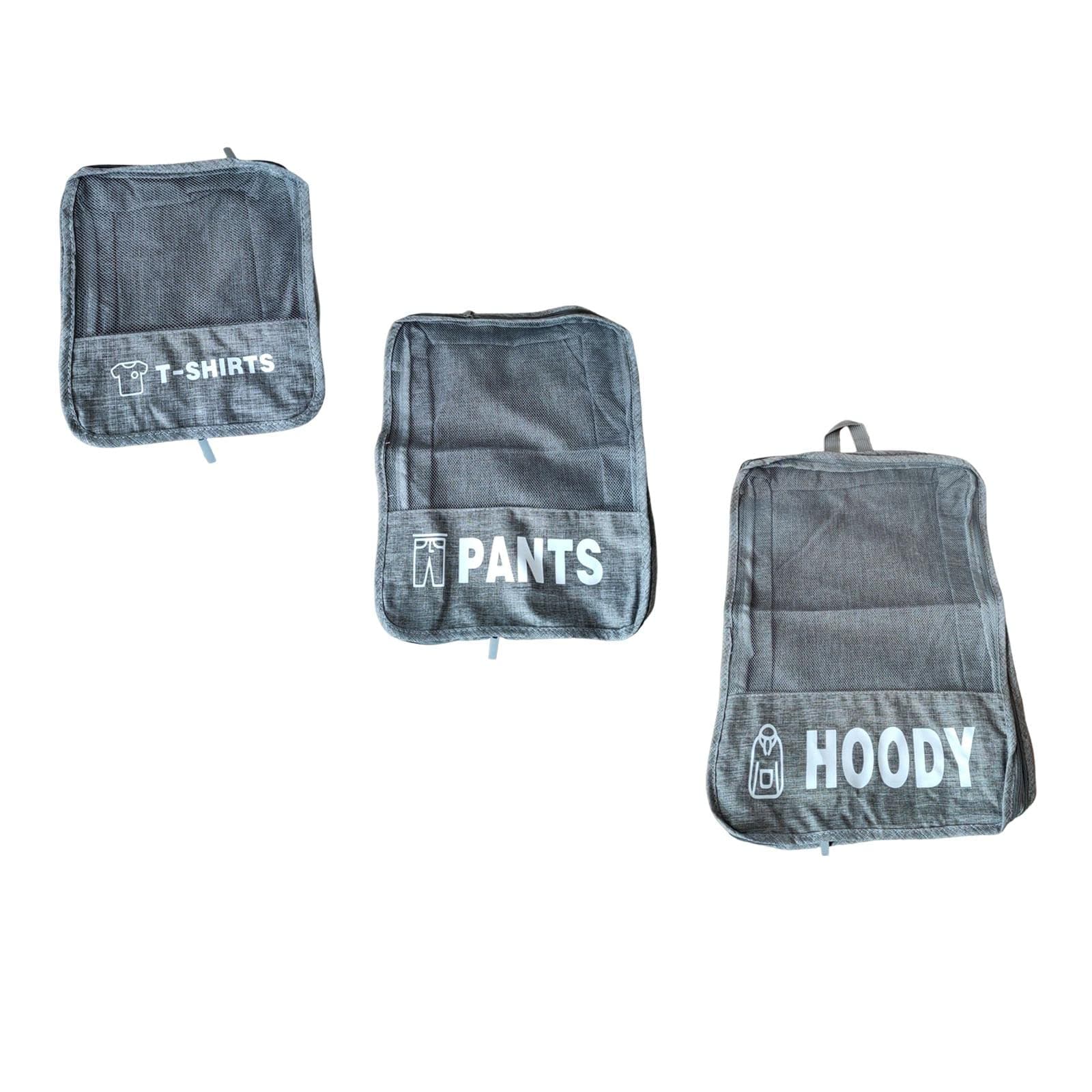 ATORSE® Compression Packing Cubes 3Pcs Set Expandable Travel Organizer Convenient Grey