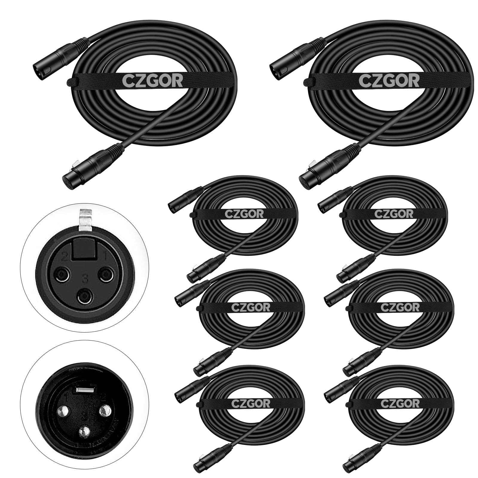 DMX Cable 10 ft 8 pack