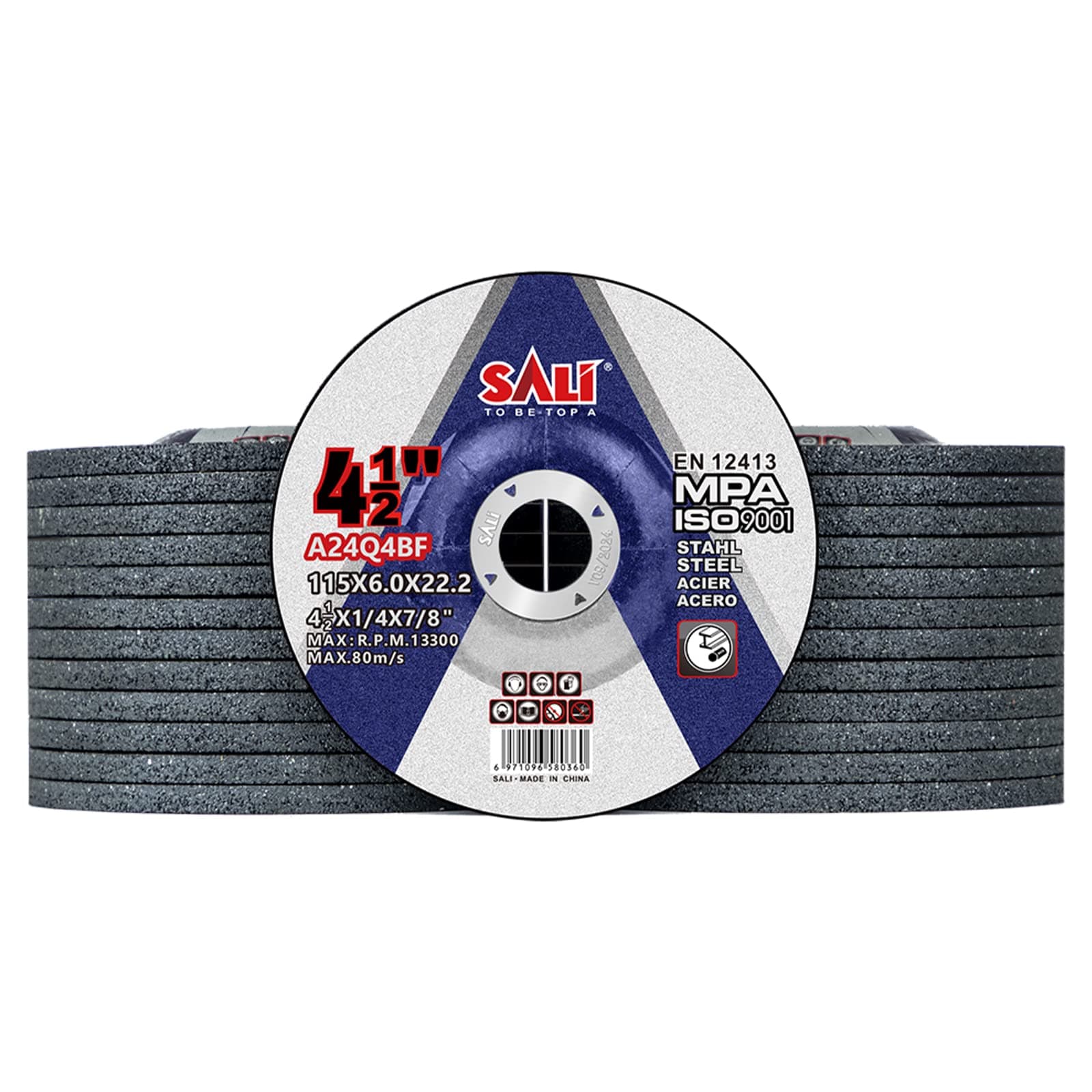 - SALI 25 Pack 4-1/2 Inch Grinding Wheels for General Purpose Metal & Stainless Steel, Aluminum Oxide Grinding Disc for Angle Grinder, Depressed Center 4.5" * 1/4" * 7/8"(115 * 6.0 * 22.2 mm)