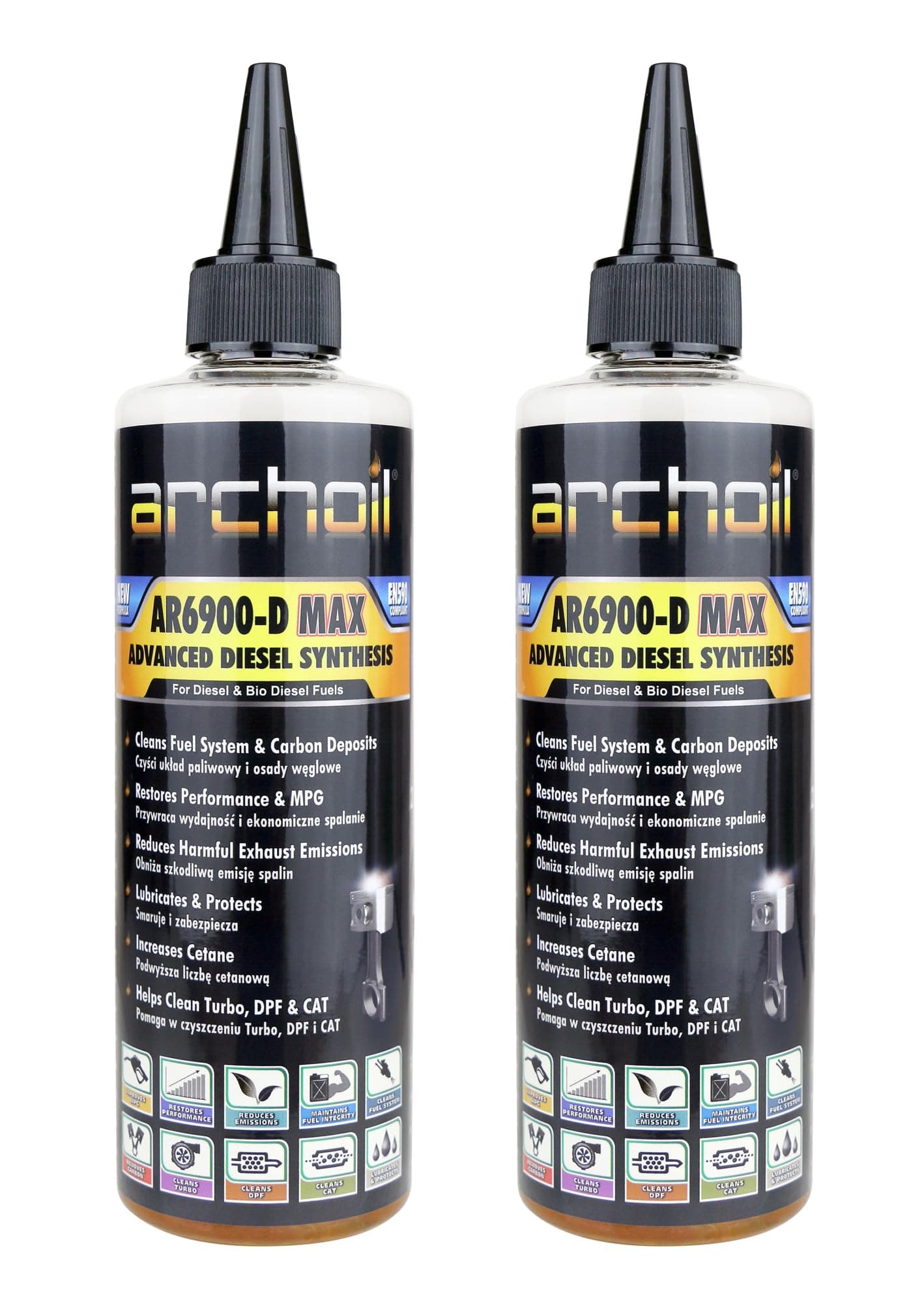 AR6900-D Max Advanced Diesel Additive Concentrate, 2 x 250ml Treats 500L of Fuel, Diesel Fuel Injector Cleaner, DPF Filter EGR Valve Turbo Cleaner, Super Diesel Converter. (2 x 250ml)