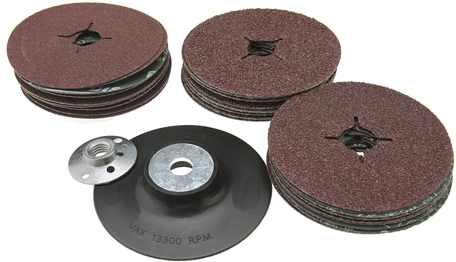 EETools 115mm Rubber Backing Pad for Angle Grinder & 30 Fibre Sanding Discs