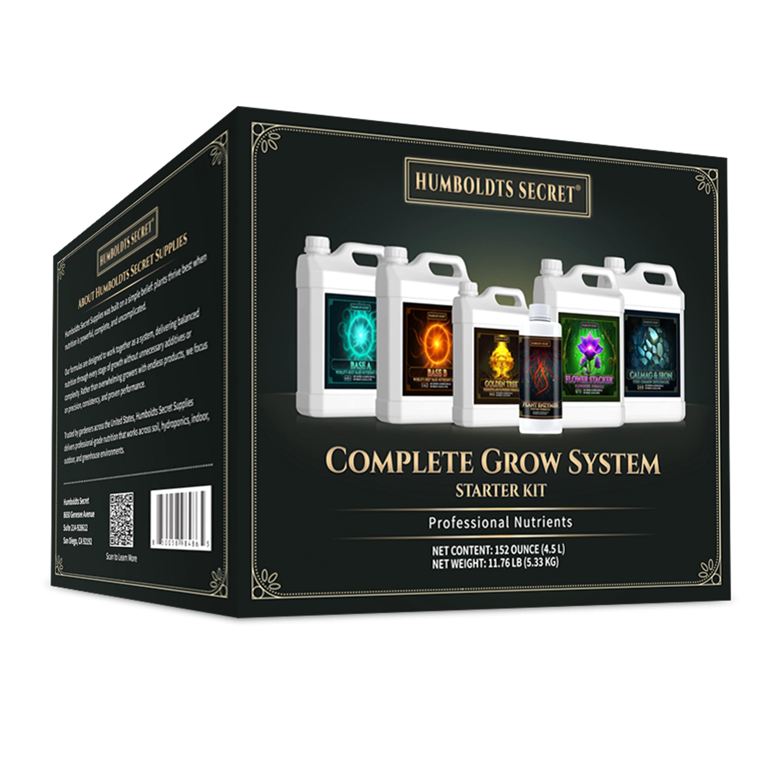 Humboldts Secret Starter Kit - World's Best Nutrient System: Base A & B, Golden Tree, Flower Stacker, Plant Enzymes and CalMag & Iron