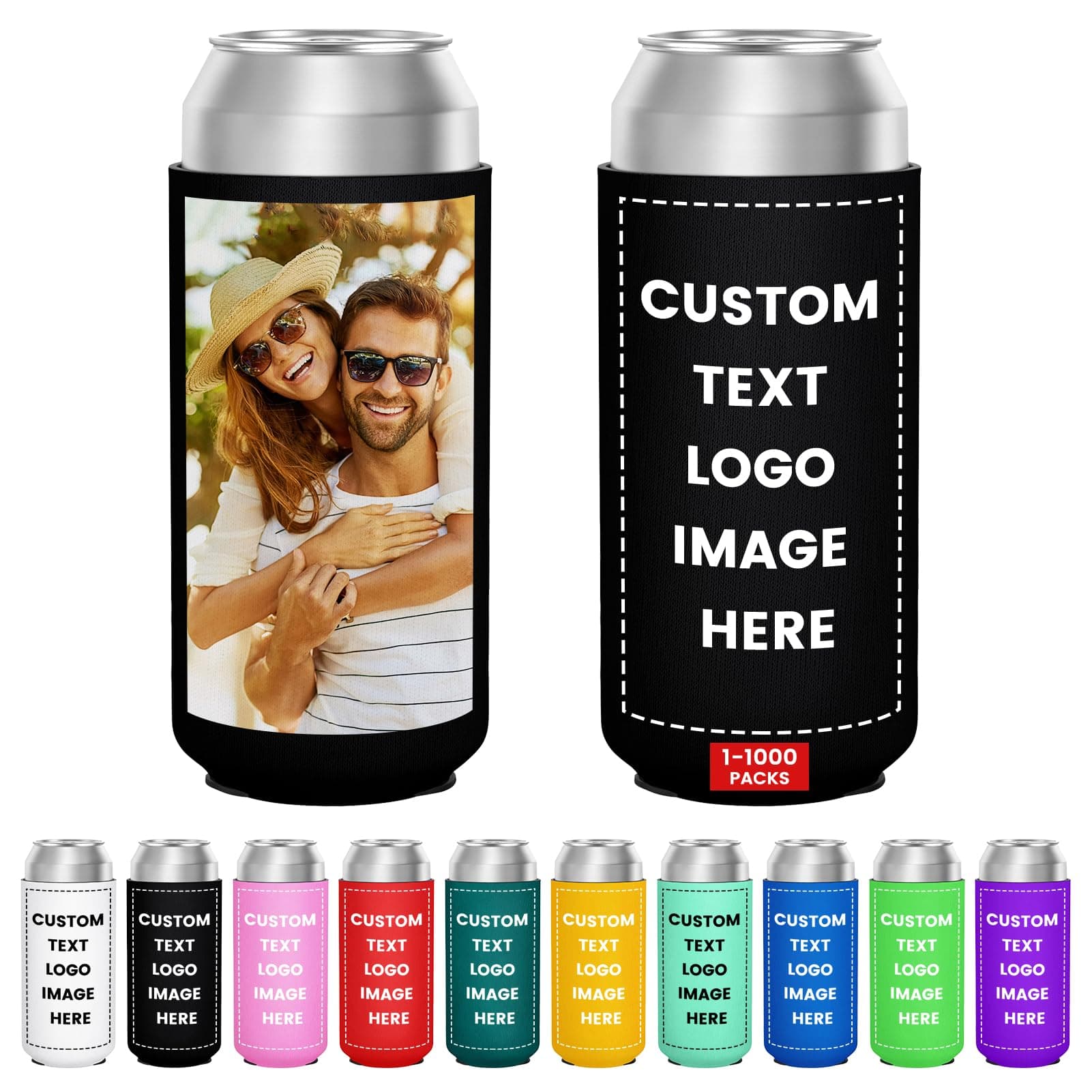 8 Pack Custom Can Cooler Bulk 16 Oz Collapsible Neoprene Insulated Beer Bottle Sleeves Drink Holder, Personalized Birthday Decorations Bachelorette Party Favors & Wedding Gifts