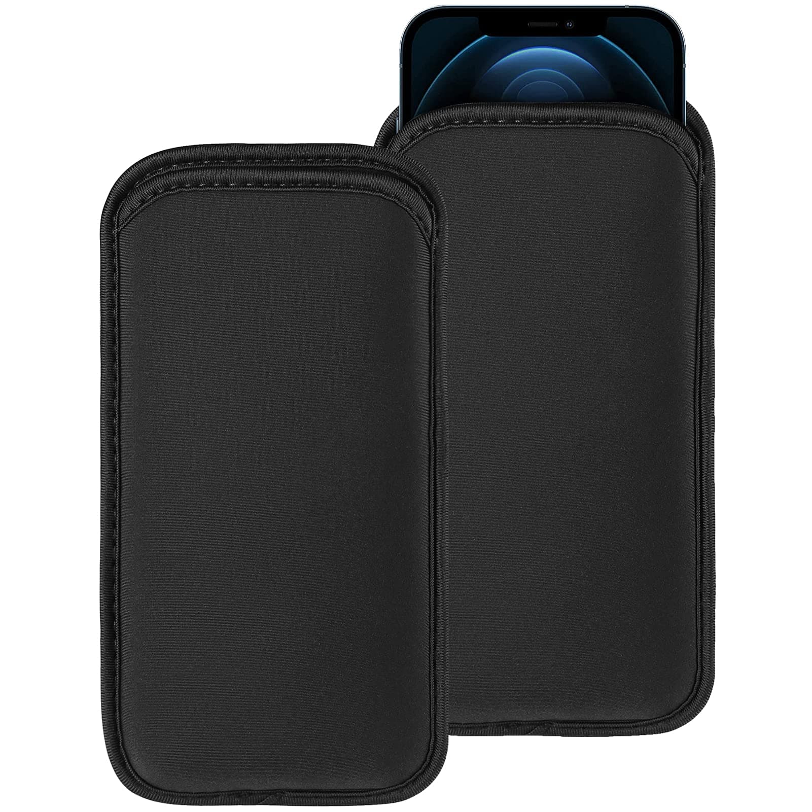 2 Pack Neoprene Cell Phone Pouch for Apple iPhone 12 Pro Max/Galaxy S21 Ultra S21+ A02s A22 A32 A52 A72 / Moto G Power/OnePlus 9R 9 Nord N200