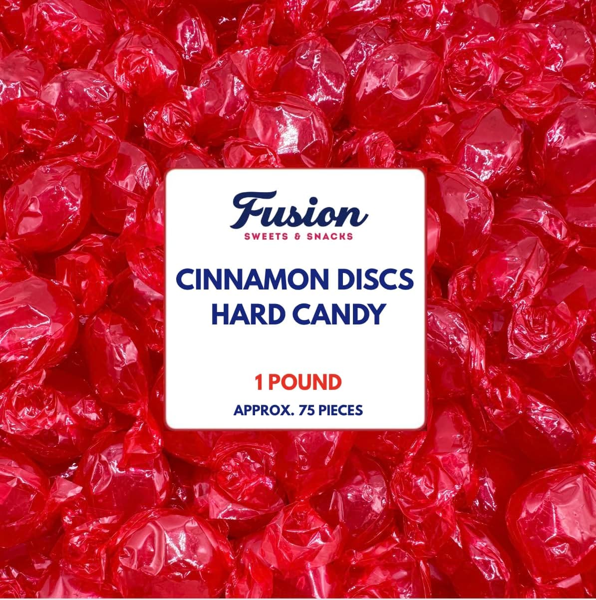 Cinnamon Discs Hard Candy - Bulk 1 Pound Individually Wrapped Red Cinnamon Candies (Approx 75 Pieces) - Holiday Bulk Candy