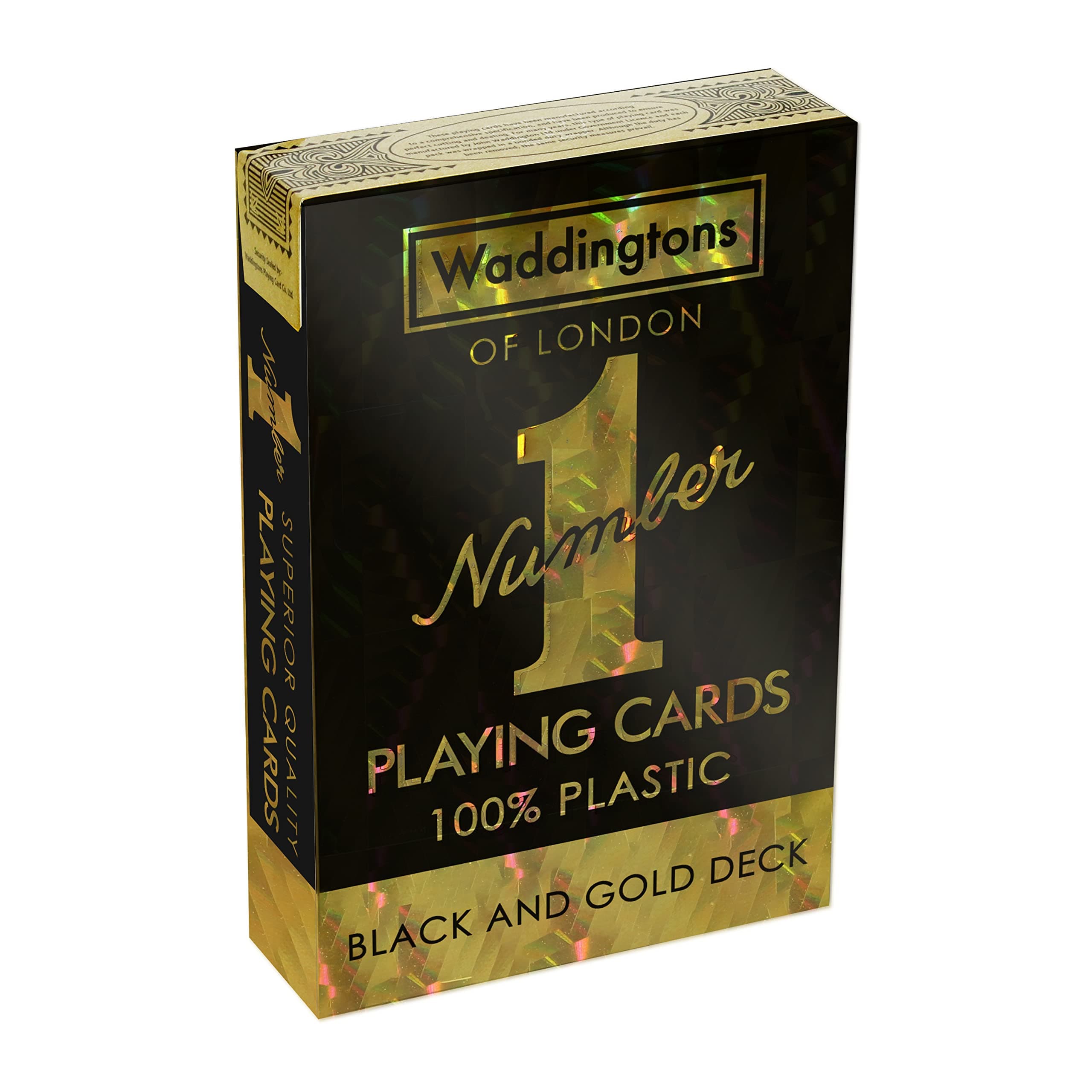 Waddingtons Number 1 Black and Gold Playing Cards Game, sleek gold foil design deck of cards, perfect for Snap, Poker and a great travel companion, gift and toy for boys, girls and adults aged 6 plus