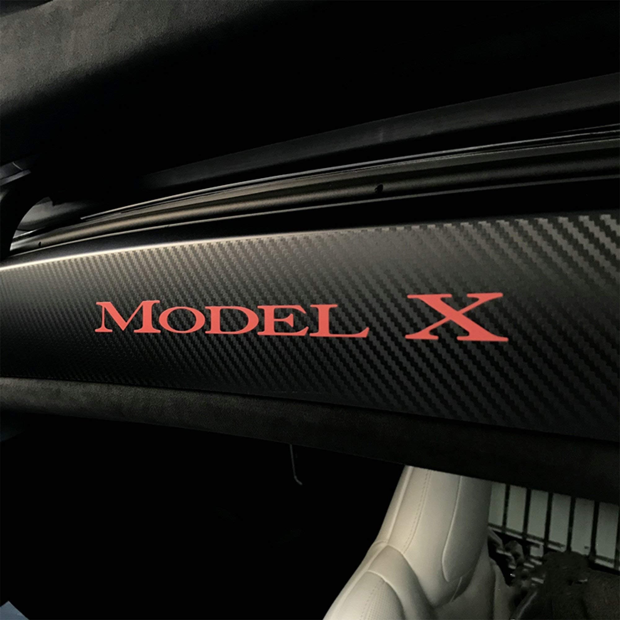 TESLA TMT Tesla Model X Eagle Wing Door Sills Wrap Protection Carbon Fiber Stickers, Interior Protection Kit (Green) (red)