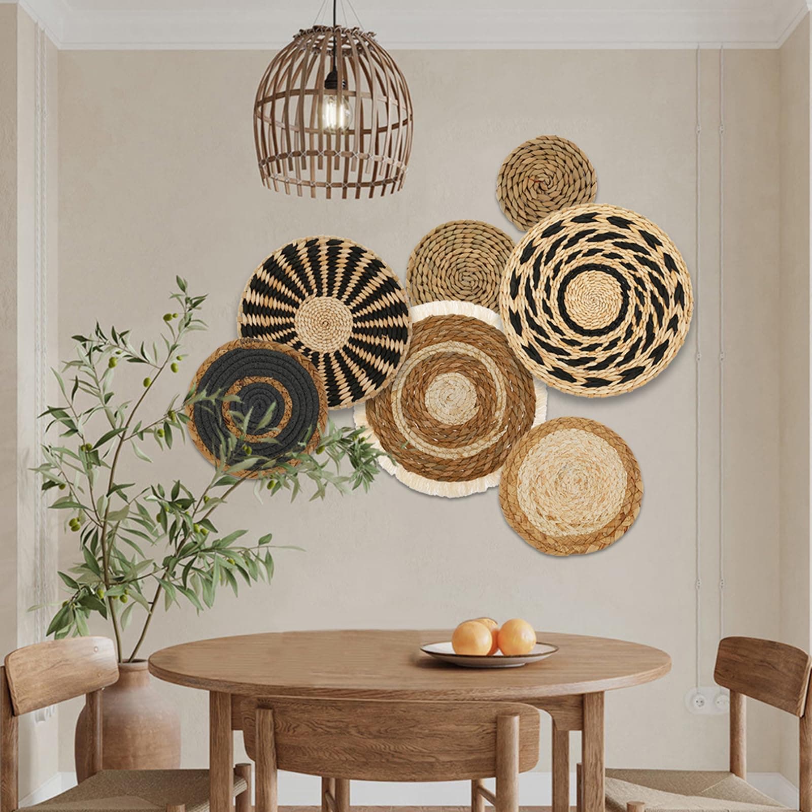 7 Pcs Boho Wall Basket Decor