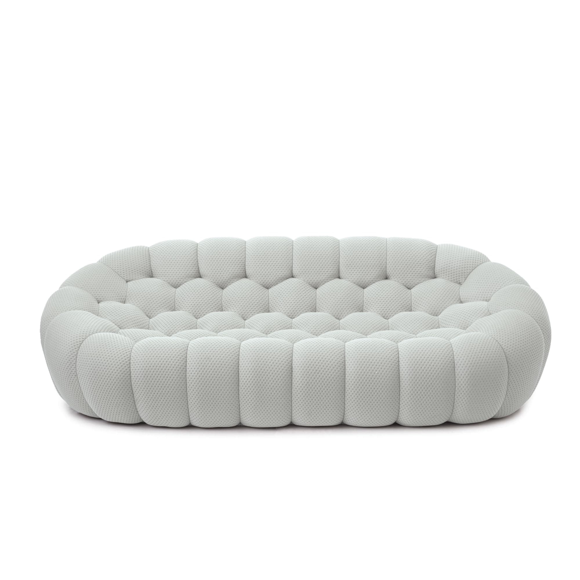 Bubble Couch, Modern 3-Seater Upholstered Mesh Fabric Round Floor Sofa, 3D Honeycomb Shape Bubble Sofa Curved Sofas for Living Room, Circle Boneless Couch, No-Assembly (Light Grey, 98.43")