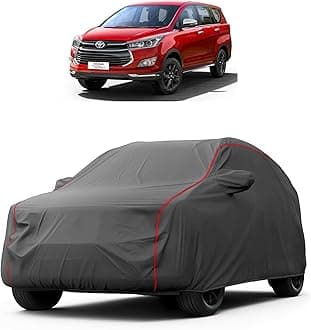 Car Cover for Toyota Innova Crysta (2016 to 2024 Models) with Mirror Pocket, Triple Stitched, All Weather Protection, Breathable Fabric, Full Size (Heavy Duty Grey)