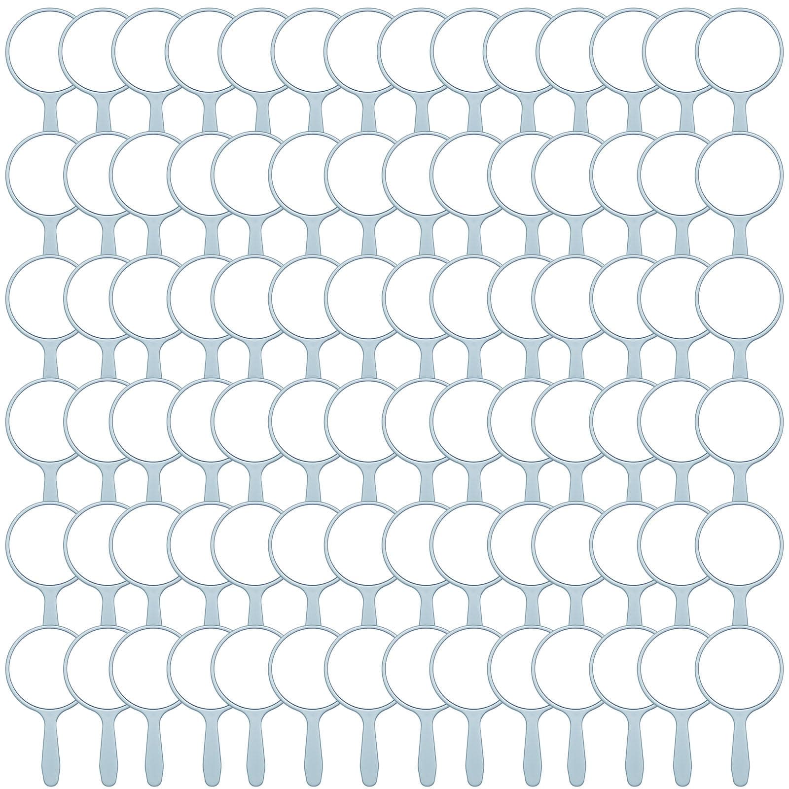 Vinsot 150 Pcs Handheld Mirror Bulk Small Hand Compact Mirrors with Handle Plastic Travel Makeup Portable 3.94 x 2.16 Inch for Birthday Dress up Wedding Practice Pronunciation (Blue)