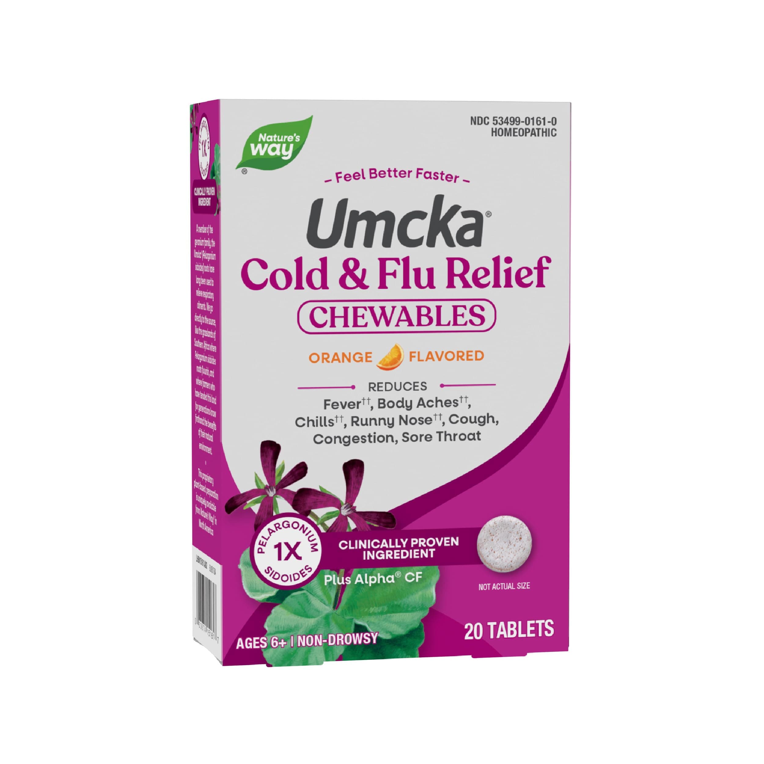 Nature'S Way - Umcka Cold + Flu Orange 20 Chewable Tablets