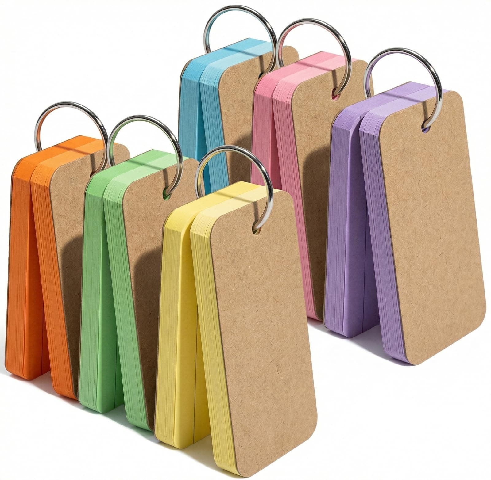 Koogel Colored Index Cards, 300 Count, 2.2 x 3.5 Inchs Flash Card Lined Ruled on Both Side, 6 Assorted Colors, Heavyweight Notecards for School Studying Learning College Office Home Taking Notes