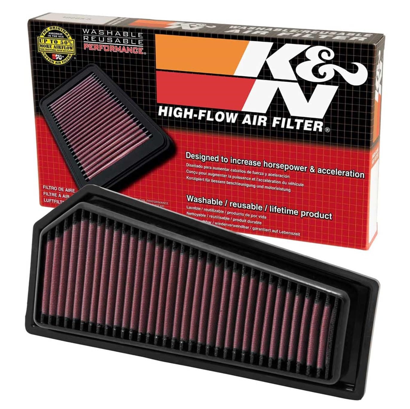 K&N Engine Air Filter: Increase Power & Acceleration, Washable, Premium, Replacement Car Air Filter: Compatible with 2009-2015 Mercedes L4 (SLK200, SLK250, C180, C250, E200, E250), 33-2965