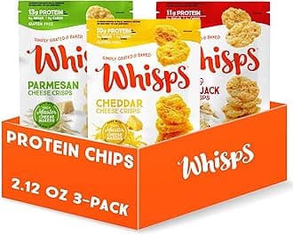 Whisps Cheese Crisps Variety Pack | Protein Chips | Healthy Snacks | Protein Snacks, Gluten Free, High Protein, Low Carb Keto Food | Parmesan, Asiago, Cheddar Cheese (2.12 Oz, 3 Pack)