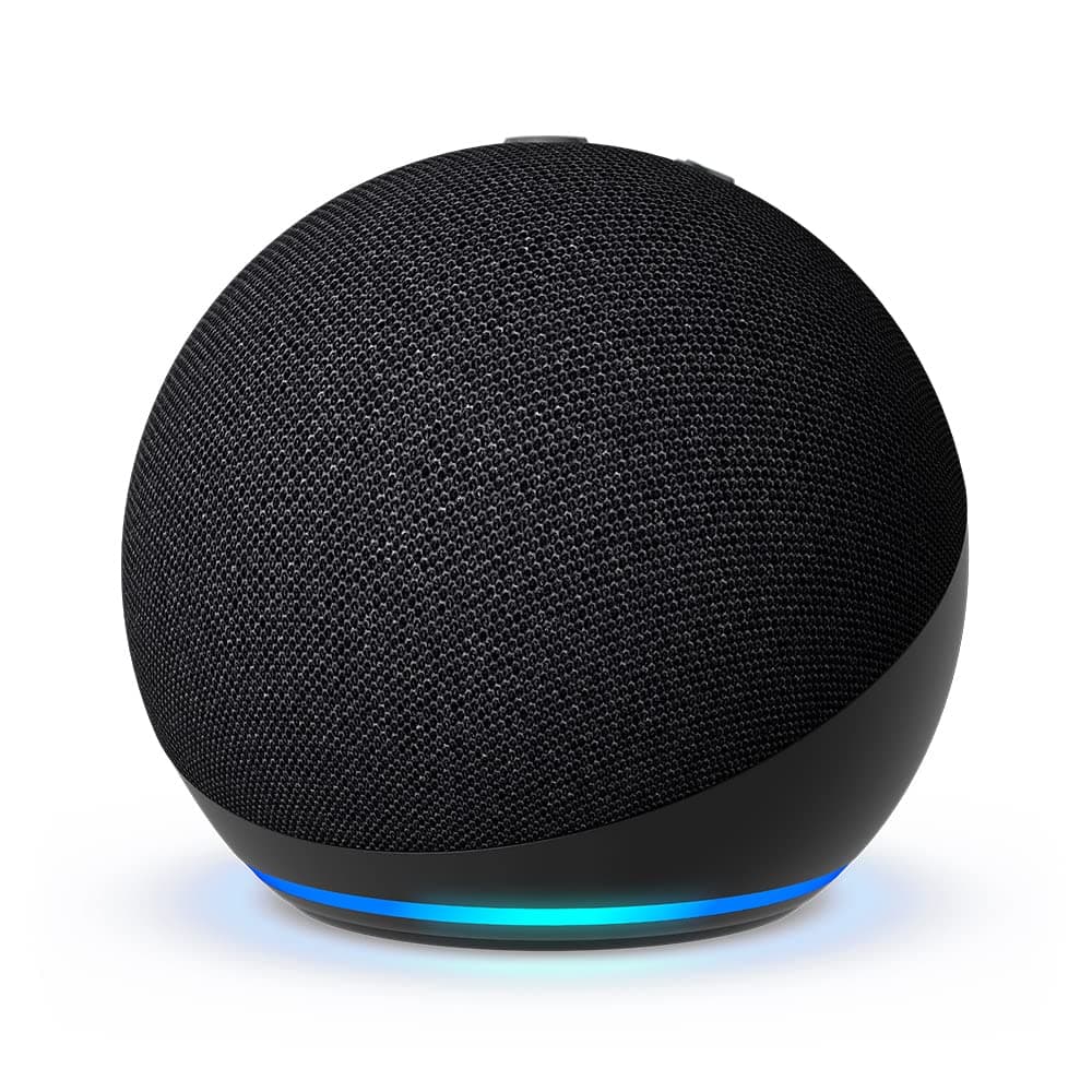 Echo Dot (5th Gen) | smart bluetooth speaker with vibrant sound and Alexa | Use your voice to control smart home devices, play music or the Quran, and more (speaks English & Khaleeji) | Charcoal