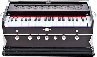 Wooden 7-Stopper, 39-Sur, 3 Ballow Harmonium Folding Portable Harmonium With High Male High Sound Long Sustain Orignal Indian Music (Multicolour)