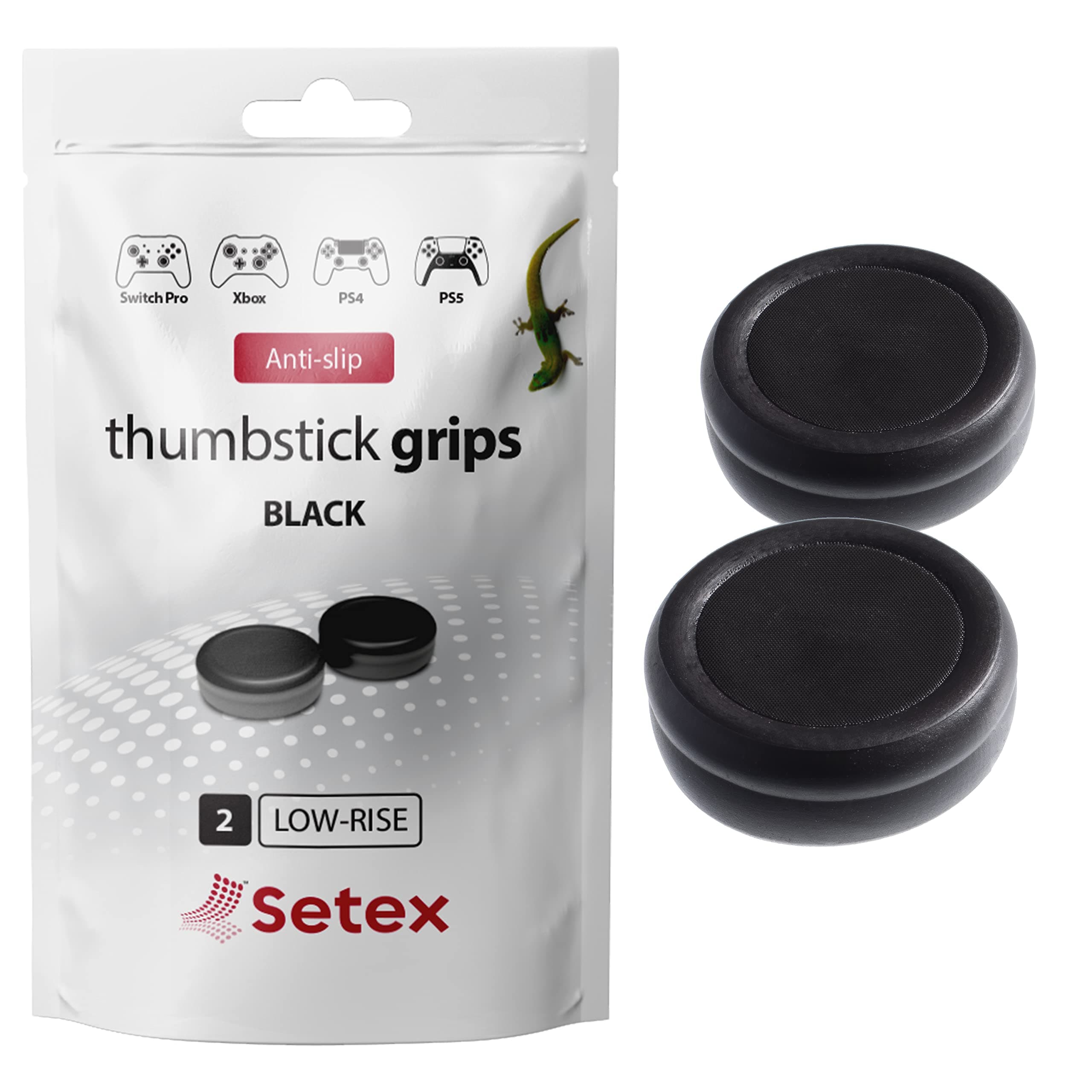 Thumbstick Grip Covers, Anti-Slip Microstructured Grips, (1 Pair) Black, Compatible with PS5, PS4, Xbox Series X/S, Switch Pro Controller and Steam Deck