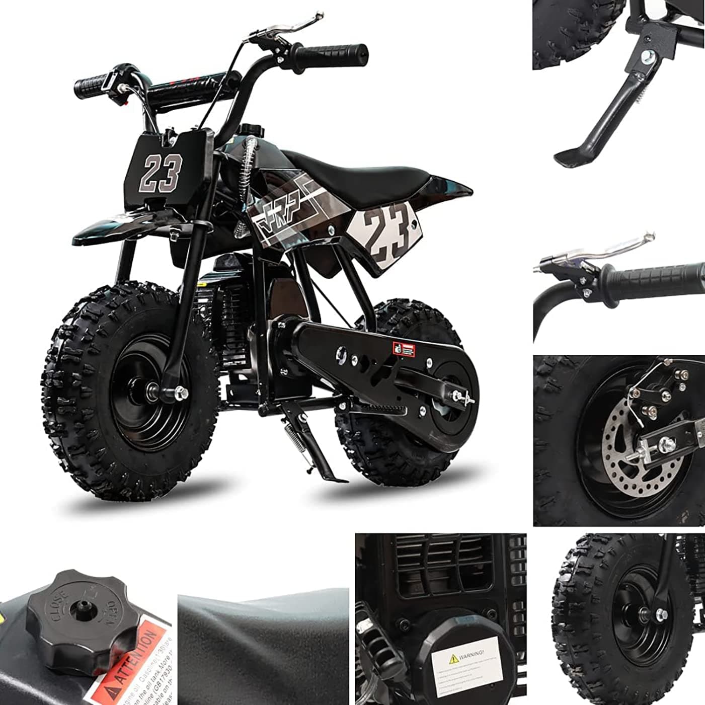 FRP DB002 50 CC 2 Stroke Mini Kid Dirt Bikes, with EPA Approved Gas Powered Engine, Upgrade Tires, Speed Up 20 Mph Weight Support 165 lbs, for Kids (Black)