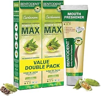 - Bentodent Natural Toothpaste | Herbal Whitening & Daily Oral Detox | SLS, Fluoride & Foam Free | Safe for Kids & Family | Cardamom Freshness | Remineralizing Toothpaste (Cardamom Pack of 2, Qty 200g)