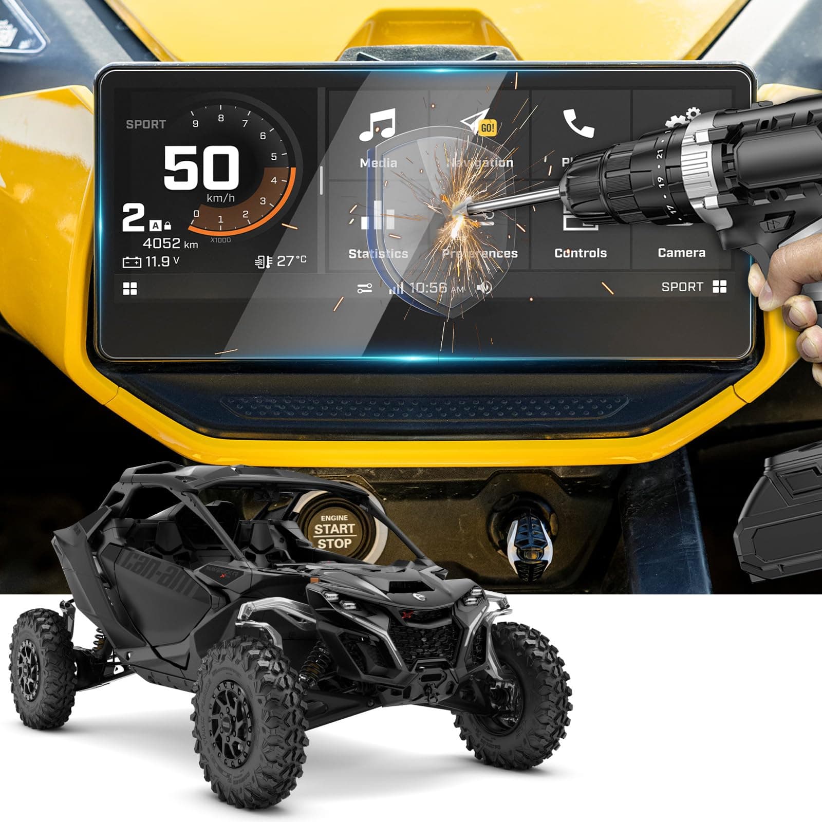 Compatible with 2025 2024 Can Am Maverick R Screen Protector for Can Am Maverick R Touch Screen Protectors for Can Am 2024 10.3 Inch Touchscreen Display Can Am 2024 Accessories Tempered Glass 2 Pack