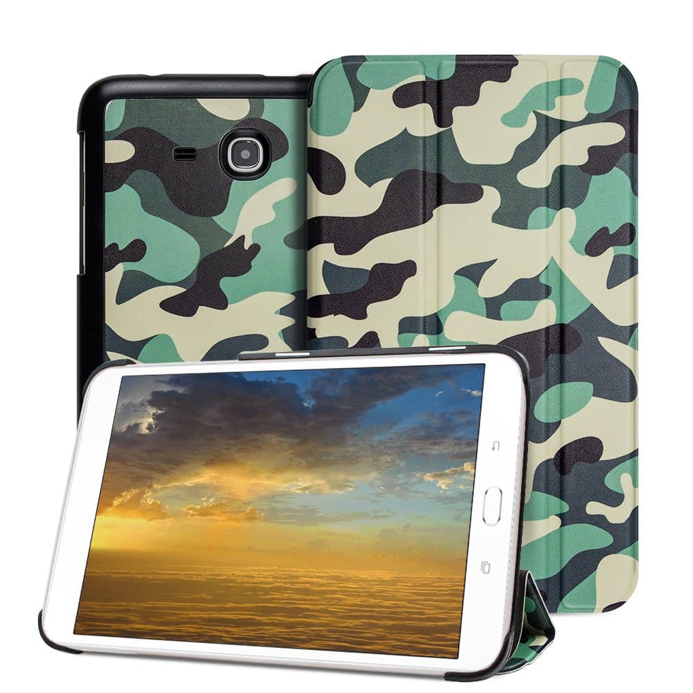 Samsung Galaxy Tab 3 Lite Case- Leafbook Samsung GalaxyTab E Case Ultra Slim Stand Case for Samsung Galaxy Tab E Lite 7.0 & Tab 3 Lite 7.0 Tablet SM-T110 / SM-T111 SM-T113 7-Inch Tablet,Camo Green