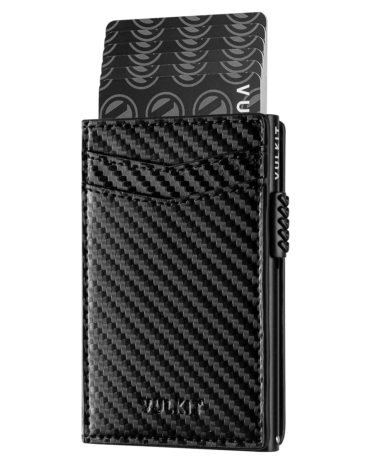 VULKIT Credit Card Holder Leather Card Wallet RFID Blocking Automatic Pop Up Business Card Case for Cards & Notes