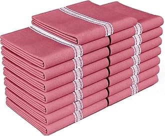 Zeppoli Classic 15 Pack 100% Natural Cotton Kitchen Towel Set, Reusable Wash Cloths, Absorbent Dish Towels, Machine Washable Hand Towels, Kitchen Essentials - 14' by 25' - Red Base