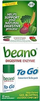 Beano To-Go Digestive Enzyme Tablets, Food Enzyme Dietary Supplement for Gas Prevention and Bloating Relief When Eating Hard-To-Digest Foods, 12 Tablets