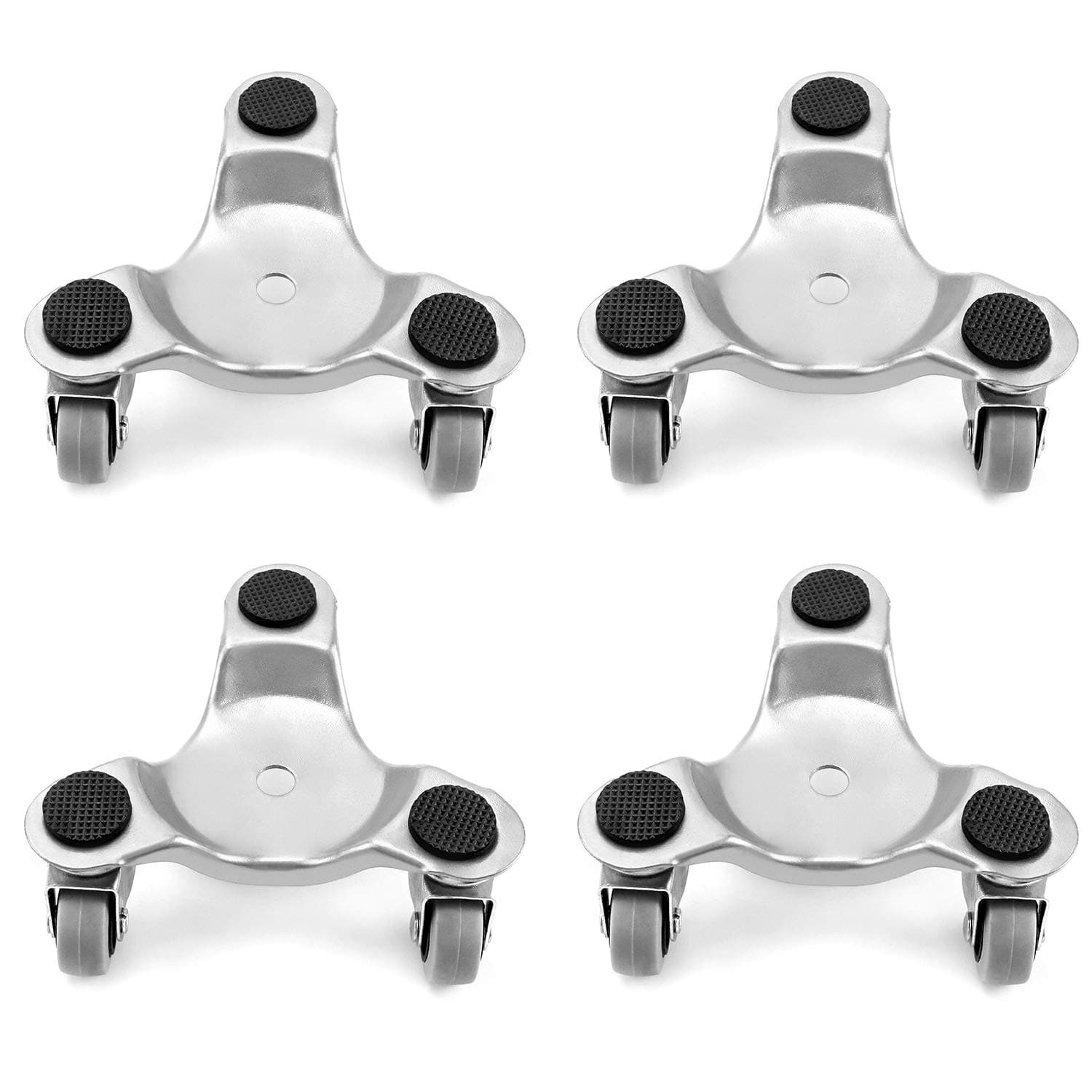QWORK 4 pcs 6" Steel Tri-Dolly, 330 lbs Load Capacity, for Moving Furniture & Appliances, Swivel Caster Easy Tool