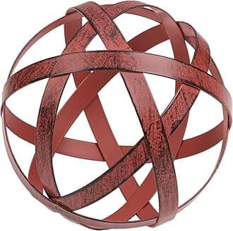 Everydecor Red Metal Band Decorative Sphere