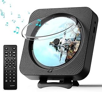 Portable CD Player with Bluetooth Desktop CD Player for Home CD Music Players withTimer,Built-in Dual Speakers with LED Display Home Audio Boombox FM Radio (Black)