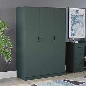 Vida Designs Riano Wardrobe, With Shelf & Hanging Rail Bedroom Storage Furniture (Jasper Green, 3 Door)