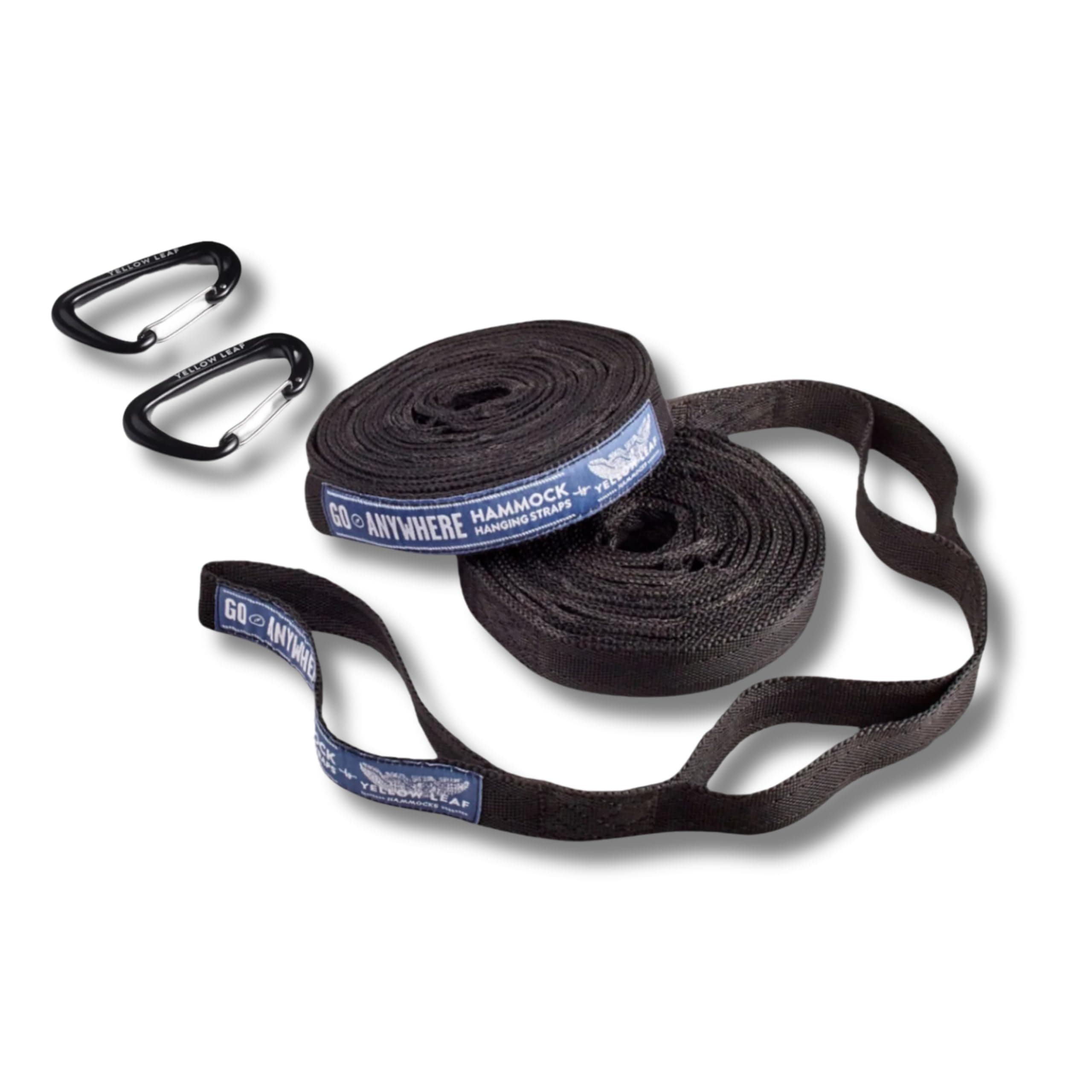 Go Anywhere Hammock Straps by Yellow Leaf Hammocks -Set of Two Nylon Straps, Each 12 Feet Long, 400lb Max - Easy to use, Pre-Looped, Tree Friendly, Super Strong, Color: Black