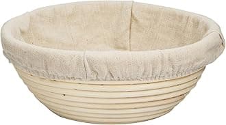 eoocvt 8.6 inch Round Banneton Brotform Bread Dough Proofing Rising Rattan Handmade Basket with Linen Liner Cloth - 22 x 8.5cm