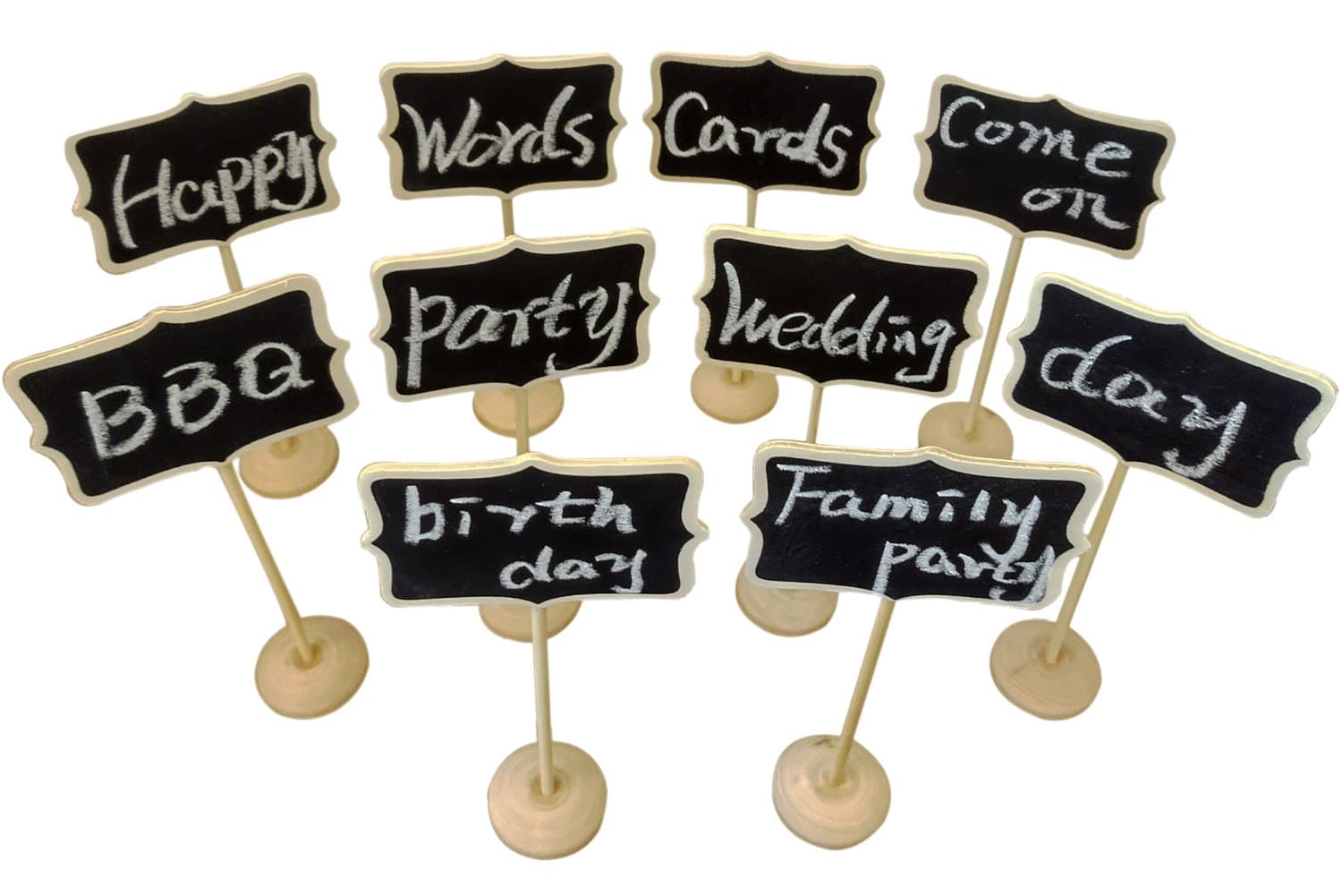 Chalkboard Set 10 Rectangle Mini Blackboard with Stand Wedding Party Table Numbers Place Card Favor Tag Plant Marker Decorative Sign Labeling Food Dishes Birthday Party