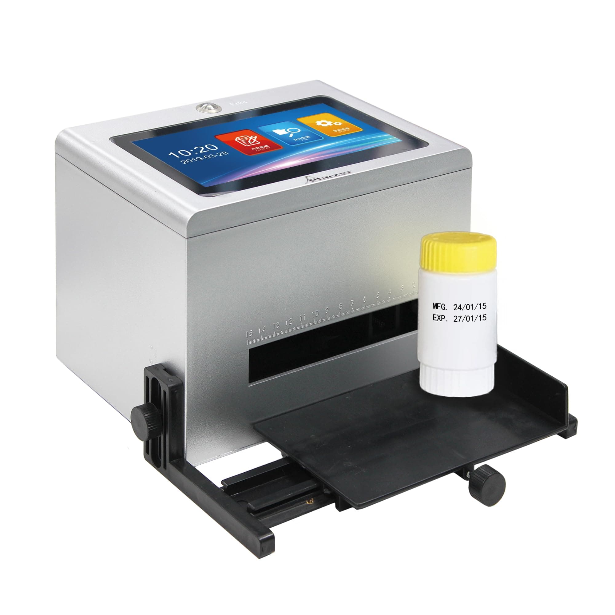 Automatic Continuous Inkjet Coding Machine for Small Business with Original Quick-Drying Ink Cartridge, Intelligent Printer for Production Date/Time/Barcode/QR Code/Logo (5-Inch Touch Screen)
