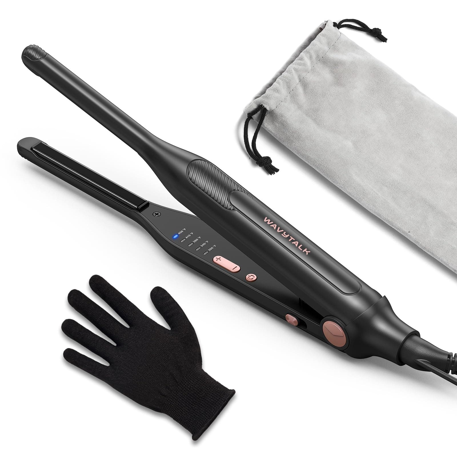 3/10" Small Flat Iron, Pencil Flat Iron for Short Hair, Pixie Cut and Bangs, Curling Iron for Short Hair, Mini Hair Straightener for Edges with Anti-Pinch Design, Tiny Hair Straightener