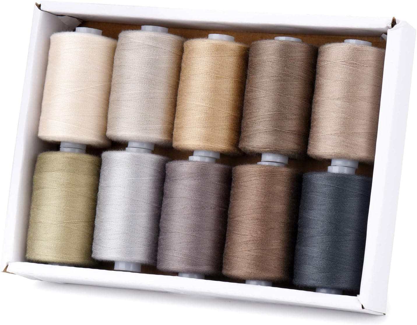 Sewing Thread 10 Colors 1000 Yards Per Spool 40S/2 Polyester Options for Sewing Machine,Embroidery Machine,Hand Sewing(Brown)