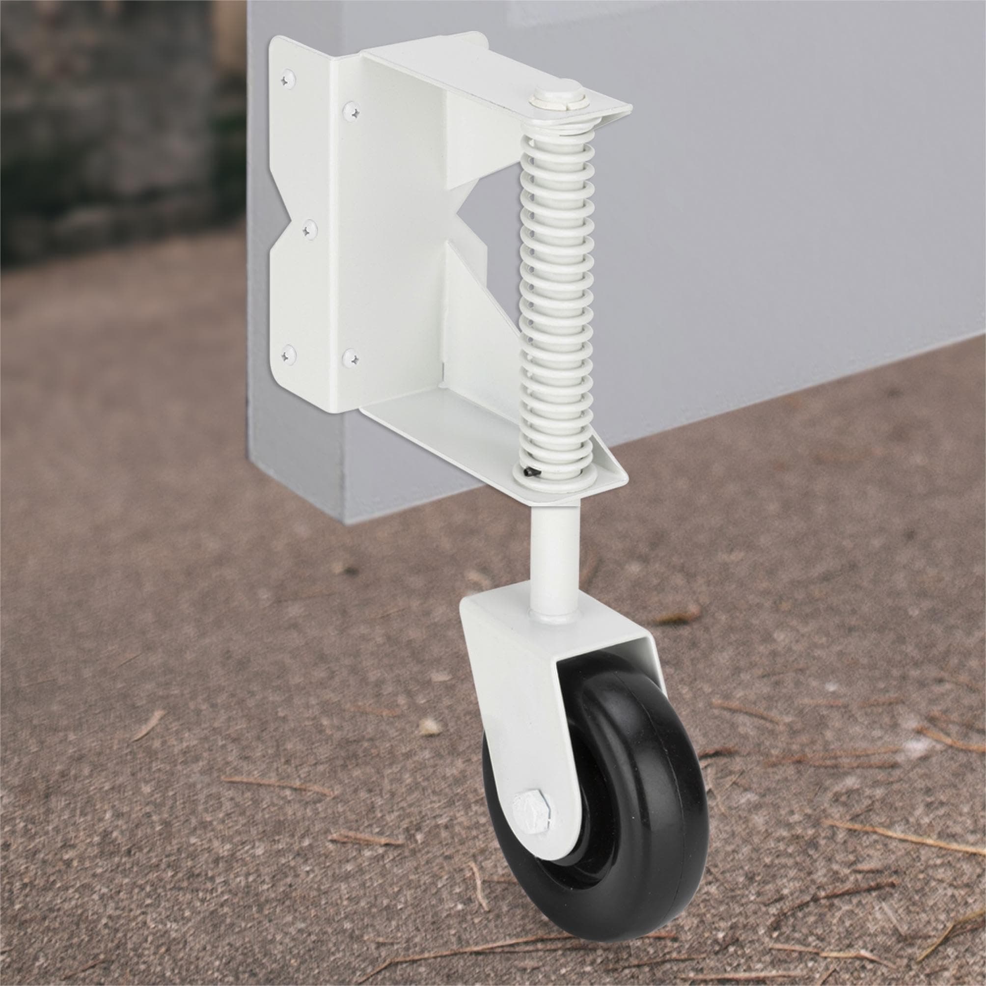 Spring Loaded Heavy Duty Gate Caster, 4-Inch, 220 Lbs Capacity, White
