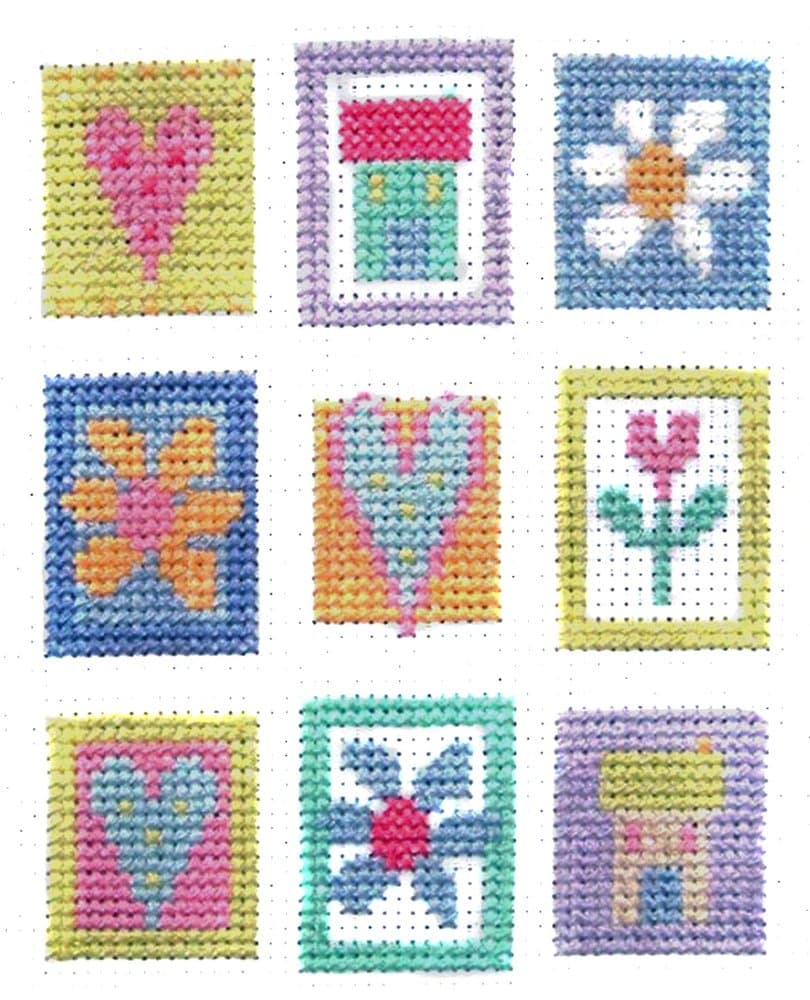 The Stitching Shed CSKPS9 Patchwork Squares Cross Stitch Kit, White
