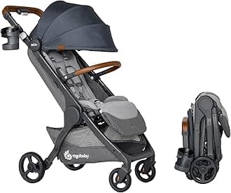 Ergobaby Metro+ Deluxe Compact Baby Stroller, Lightweight Umbrella Stroller Folds Down for Overhead Airplane Storage (Carries up to 50 lbs), Car Seat Compatible, London Grey