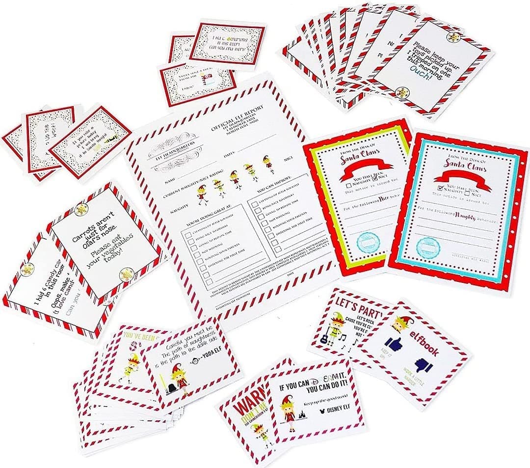 Elf Notes Activity Calendar Count Down Kit with Bonus Letter from Santa and Checklist Stationary Paper Craft 32pc