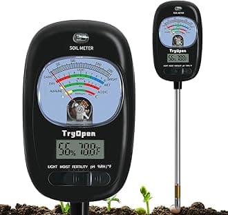 Soil Test Kit, Soil Moisture Meter/PH Meter/Sunlight Intensity/Fertility Soil Tester, LCD Display Air & Soil Hygrometer Temperature for Garden, Farm, Lawn Care Moisture Meter for Hous Plants