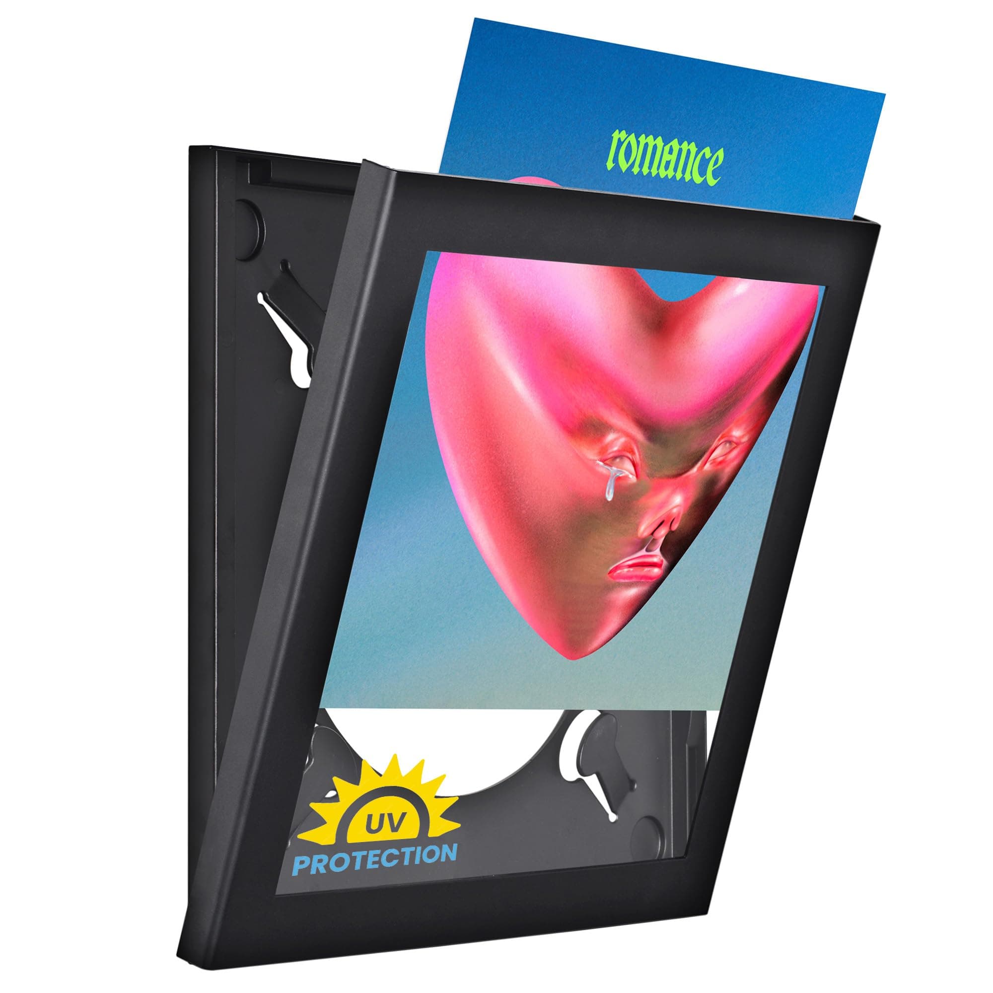 Art Vinyl Play & Display 12″ Vinyl Record Frame – UV-Resistant Wall-Mount LP Frame, Front-Loading Record Holder & Album Cover Display, Black