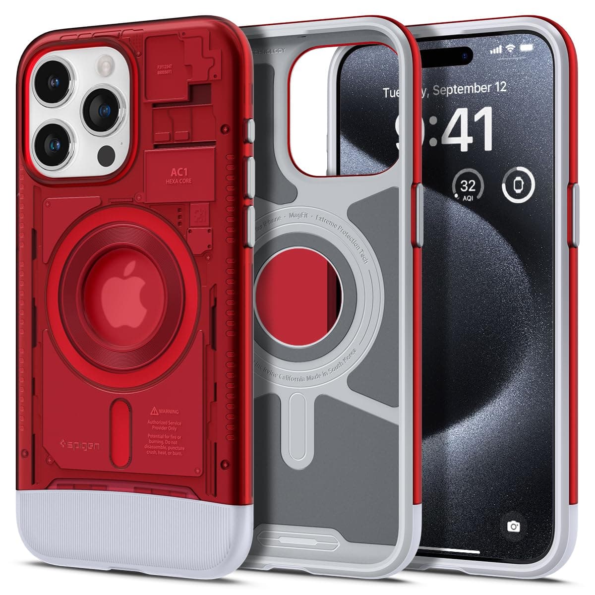 Classic C1 MagFit Designed for iPhone 15 Pro Case (2023) [Military-Grade Protection] Compatible with MagSafe - Ruby