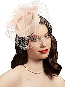 Fascinators Hats 20s 50s Hat Pillbox Hat Cocktail Tea Party Headwear with Veil for Girls and Women