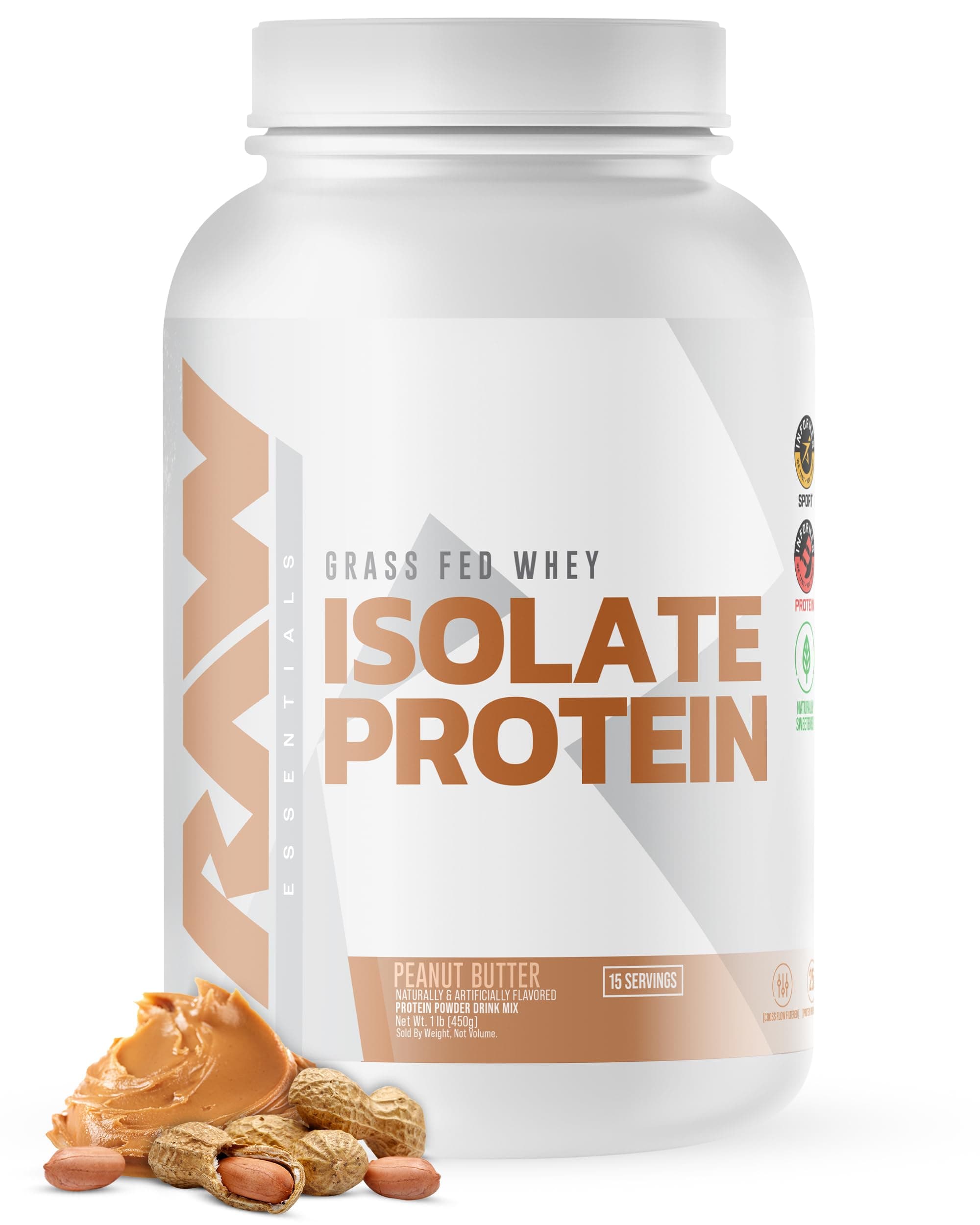 Whey Isolate Protein Powder, Peanut Butter - 100% Grass-Fed Sports Nutrition Protein Powder for Muscle Growth & Recovery - Low-Fat, Low Carb, Naturally Flavored & Sweetened - 25 Servings