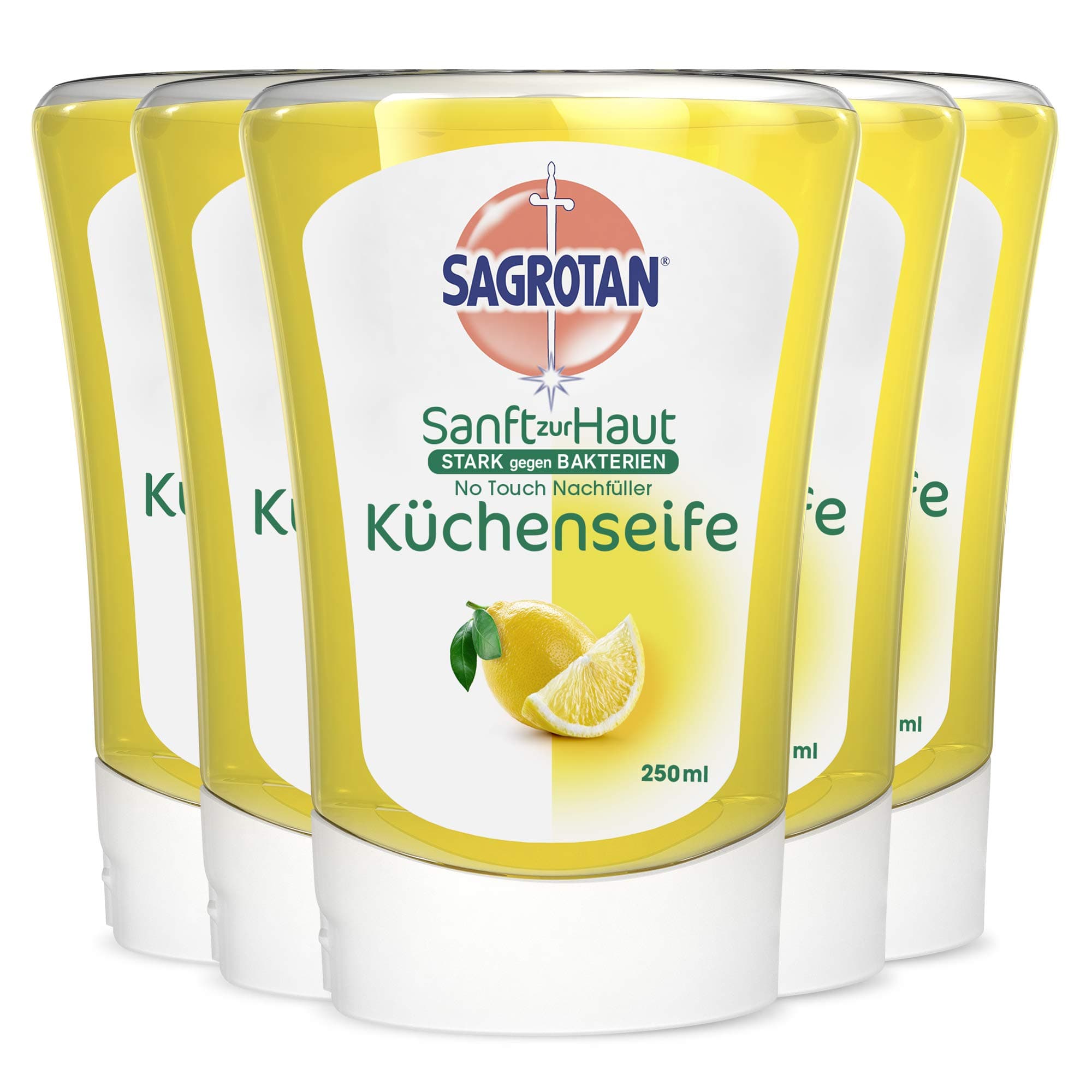 Sagrotan No-Touch Citrus Kitchen Soap Refill - For Automatic Soap Dispenser - 5 x 250ml Hand Soap