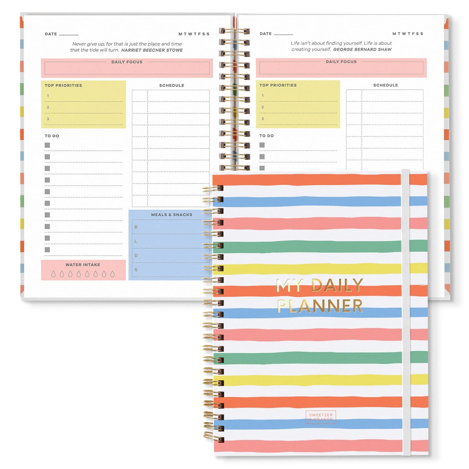S&O Undated Planner with Meal, A5 Habit & Routine Tracker, Daily To Do List-Daily Planner Goal Agenda Abstract Notebook Organizer for 2024, Students, College, Work, ADHD, Fitness, Productivity